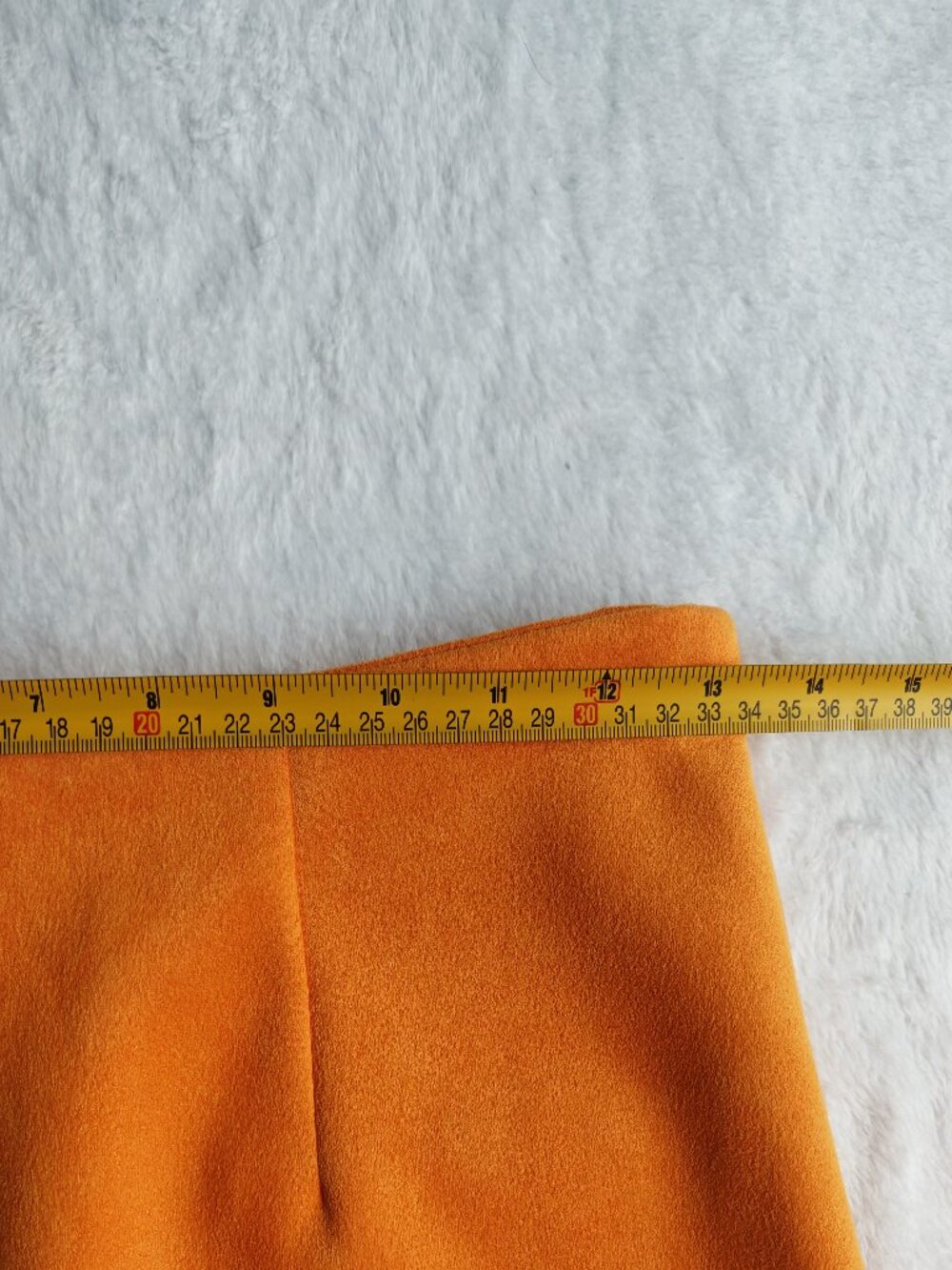 ZARA Orange A-Line Mini Skirt S Suede Look High Waist Retro Chic Fall Outfit - Picture 9 of 10